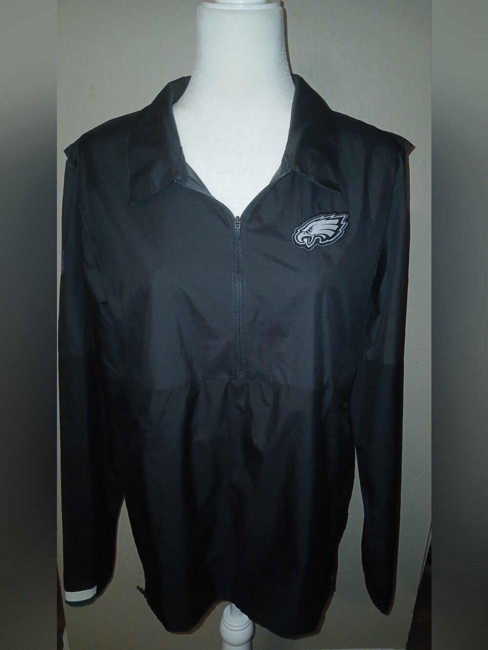 Mens NIKE NFL ON FIELD Philadelphia Eagles Black Pullover Utility Jacket